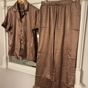 Silky Brown Pajama Set
